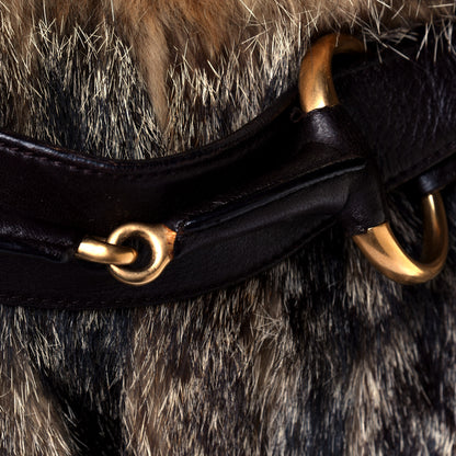 Gucci Raccoon Fur Large Horsebit Chain Hobo Brown 6 of 6