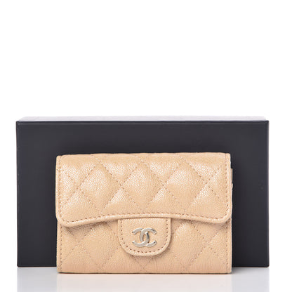 Chanel Iridescent Caviar Quilted Flap Card Holder Beige 9 of 9