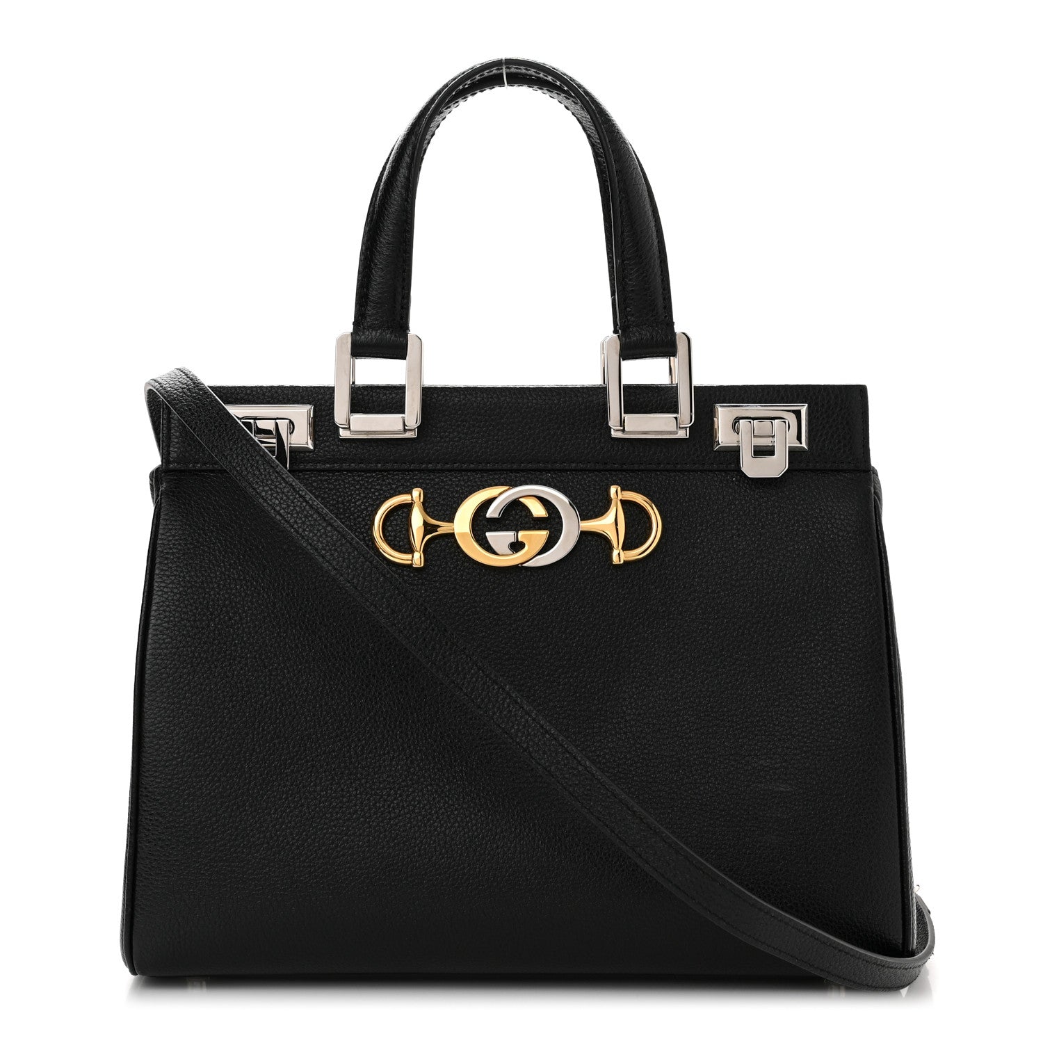 Gucci Grainy Calfskin Small Zumi Top Handle Bag Black 1 of 11