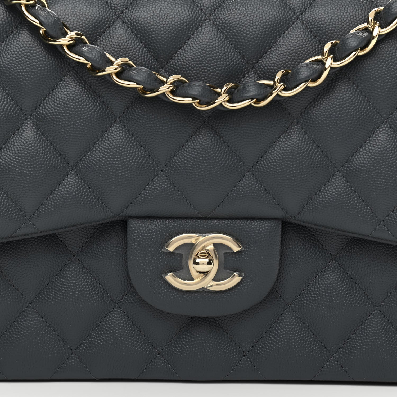 Chanel Caviar Quilted Jumbo Double Flap Grey 8 of 11