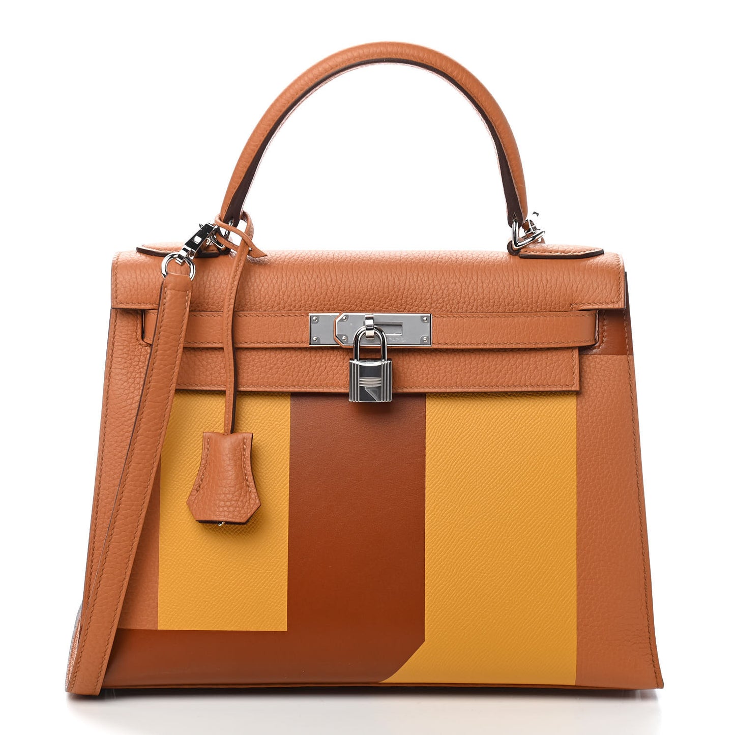 Taurillon Clemence Epsom Tadelakt Kellygraphie Lettre S Kelly Sellier 28 Toffee Ambre Fauve