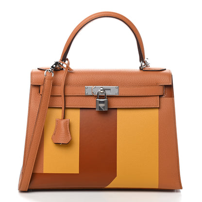 Hermes Taurillon Clemence Epsom Tadelakt Kellygraphie Lettre S Kelly Sellier 28 Toffee Ambre Fauve 1 of 23