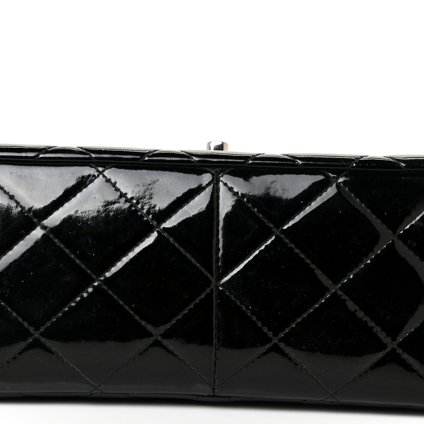 Patent Quilted Jumbo Double Flap Black