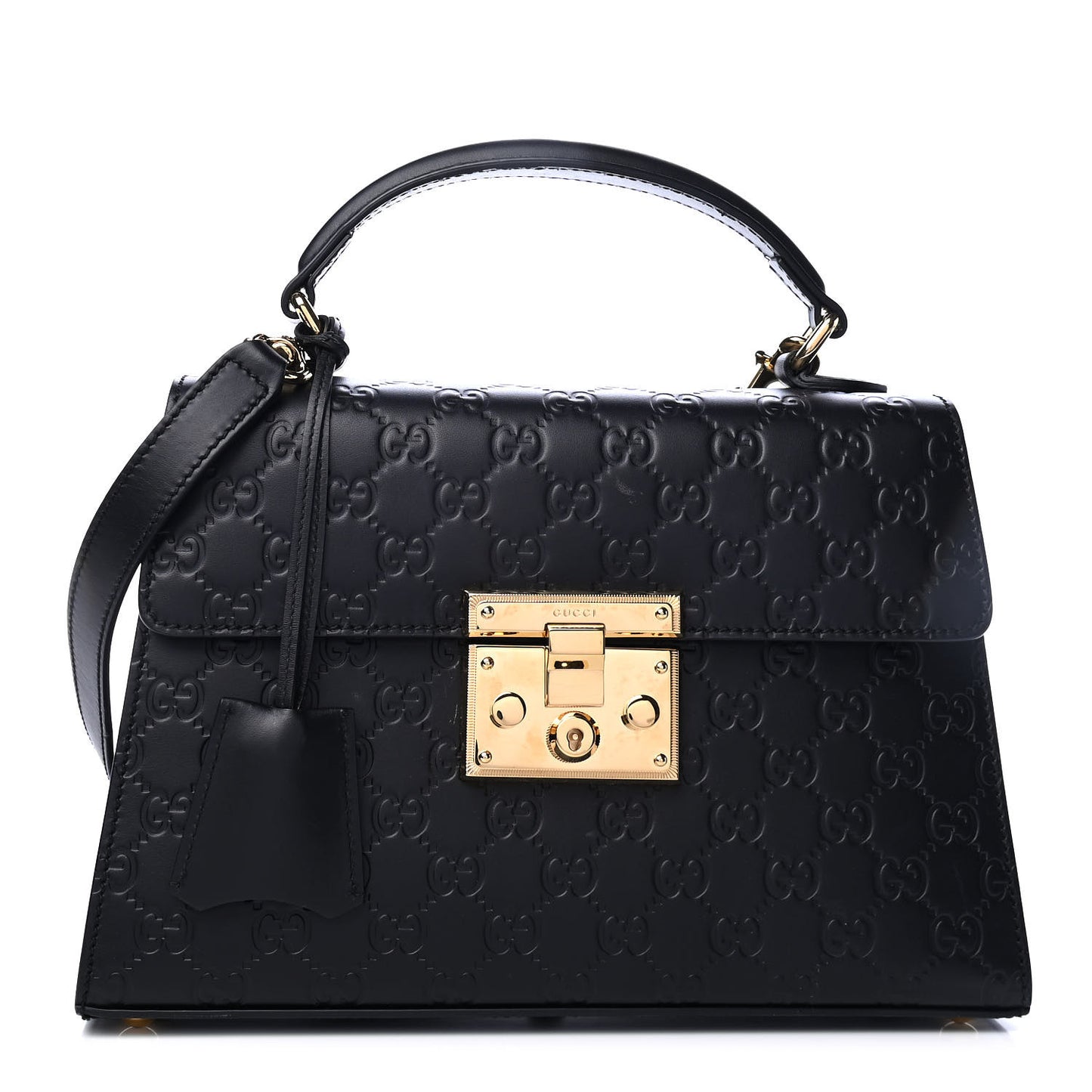 Guccissima Signature Small Padlock Top Handle Bag Black