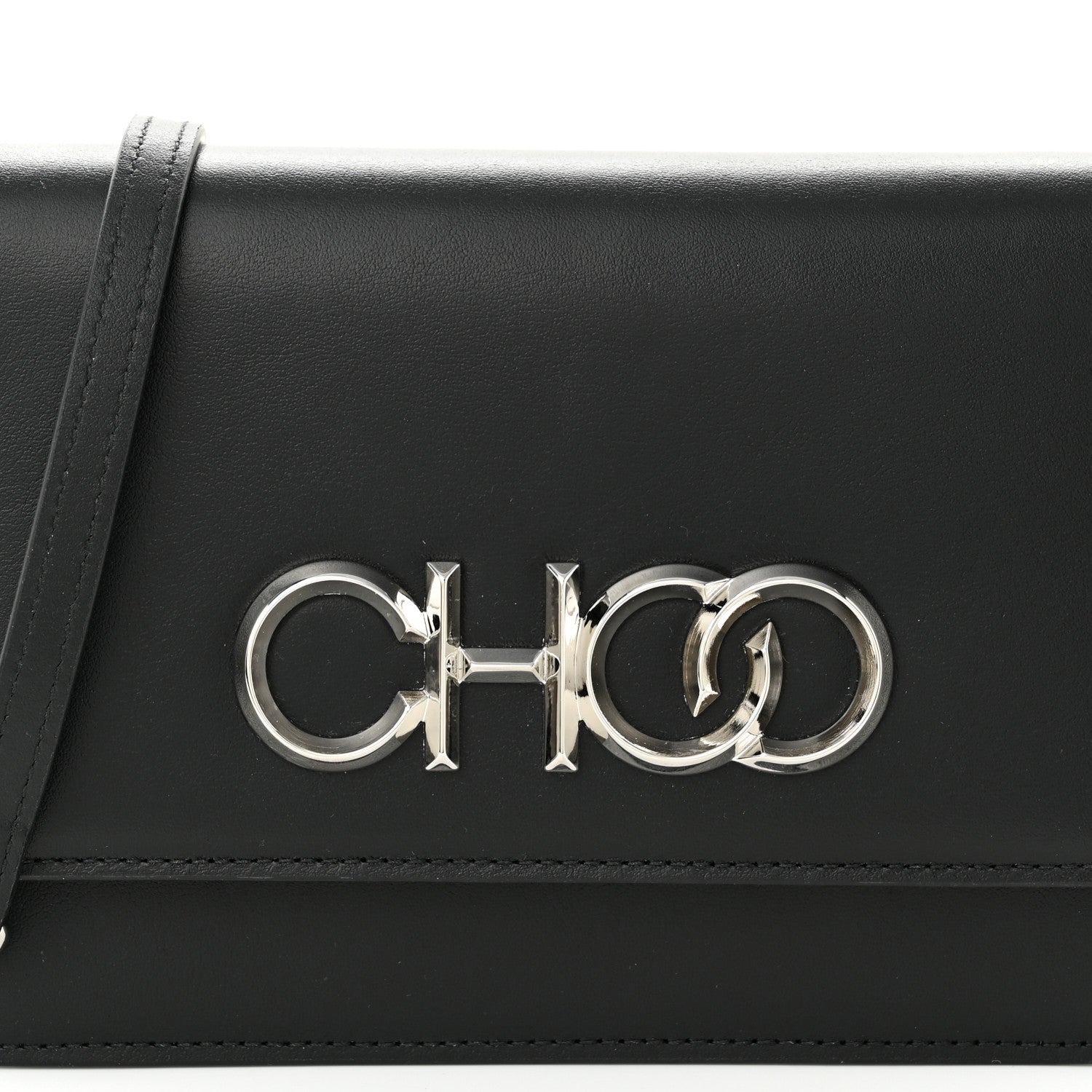Jimmy Choo Smooth Calfskin Sidney Flap Chain Bag Black 7 of 10
