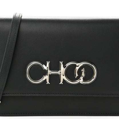 Jimmy Choo Smooth Calfskin Sidney Flap Chain Bag Black 7 of 10