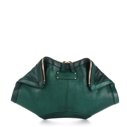 Alexander McQueen Calfskin De Manta Clutch Dark Green 1 of 8