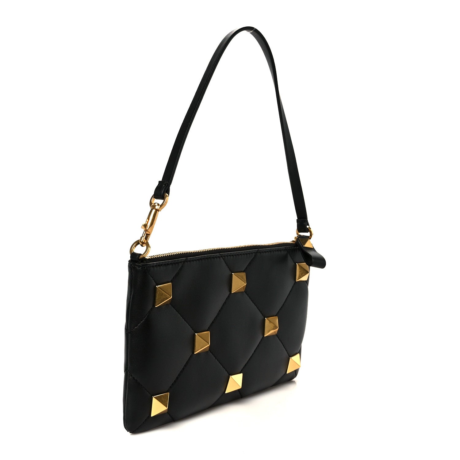 Valentino Garavani Nappa Quilted Roman Stud Zip Pouch Black 3 of 10