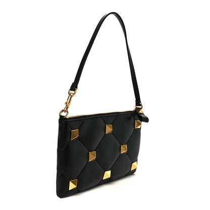 Valentino Garavani Nappa Quilted Roman Stud Zip Pouch Black 3 of 10