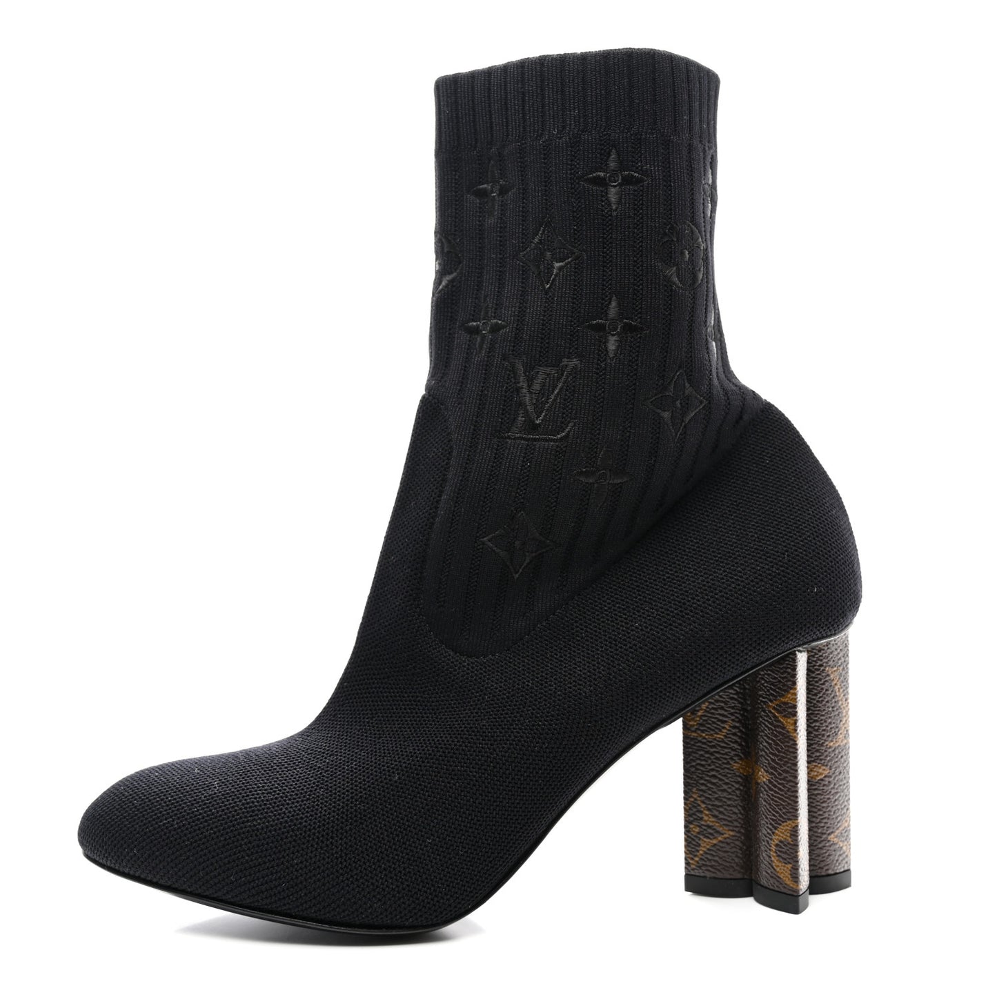 Monogram Stretch Fabric Silhouette Ankle Boots 39 Black