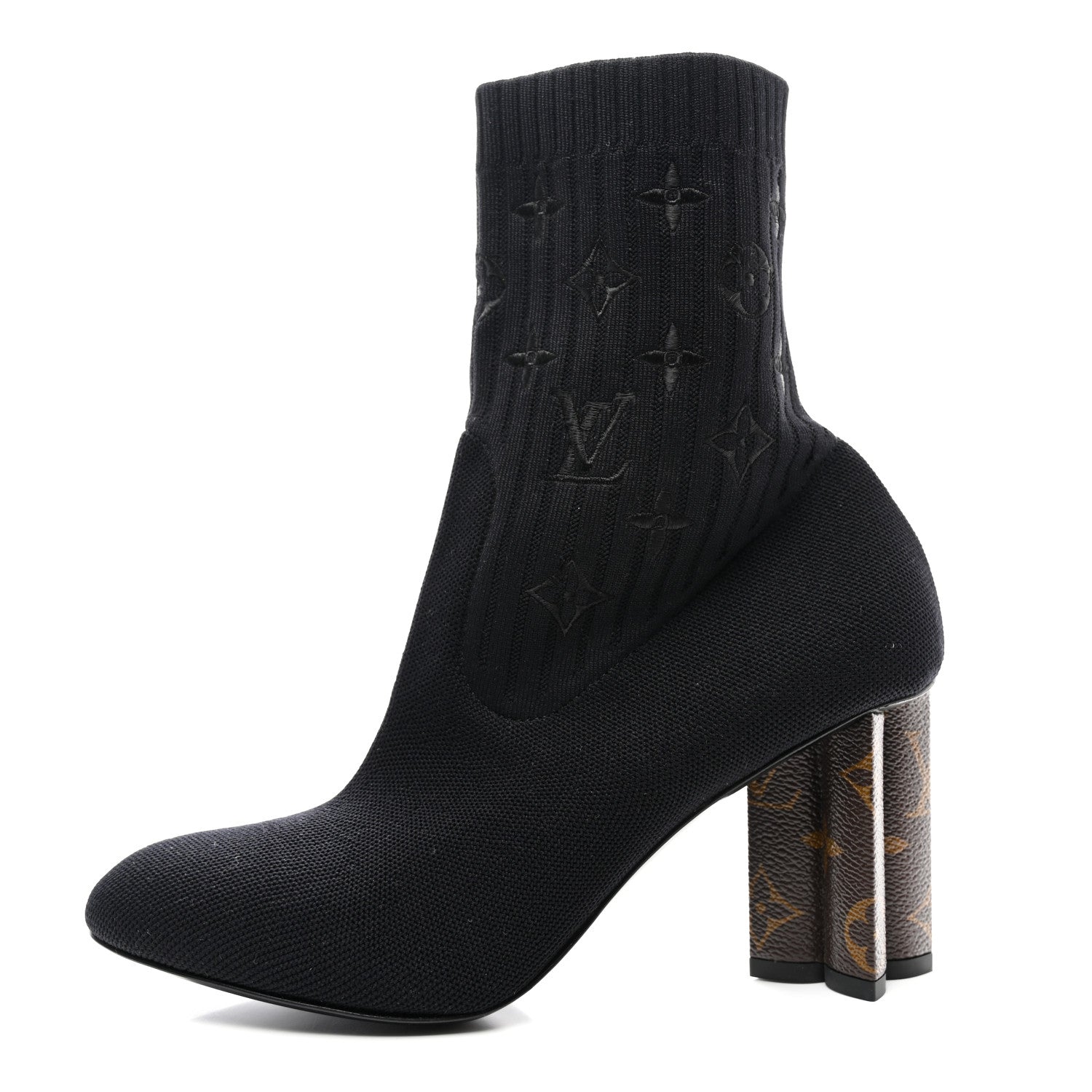 Louis Vuitton Monogram Stretch Fabric Silhouette Ankle Boots 39 Black 1 of 7
