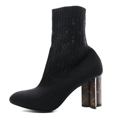 Louis Vuitton Monogram Stretch Fabric Silhouette Ankle Boots 39 Black 1 of 7