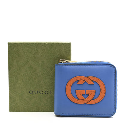 Gucci Vitello Eclipse Interlocking G Zip Around Card Case Wallet Bright Splash Carrot Orange 10 of 10