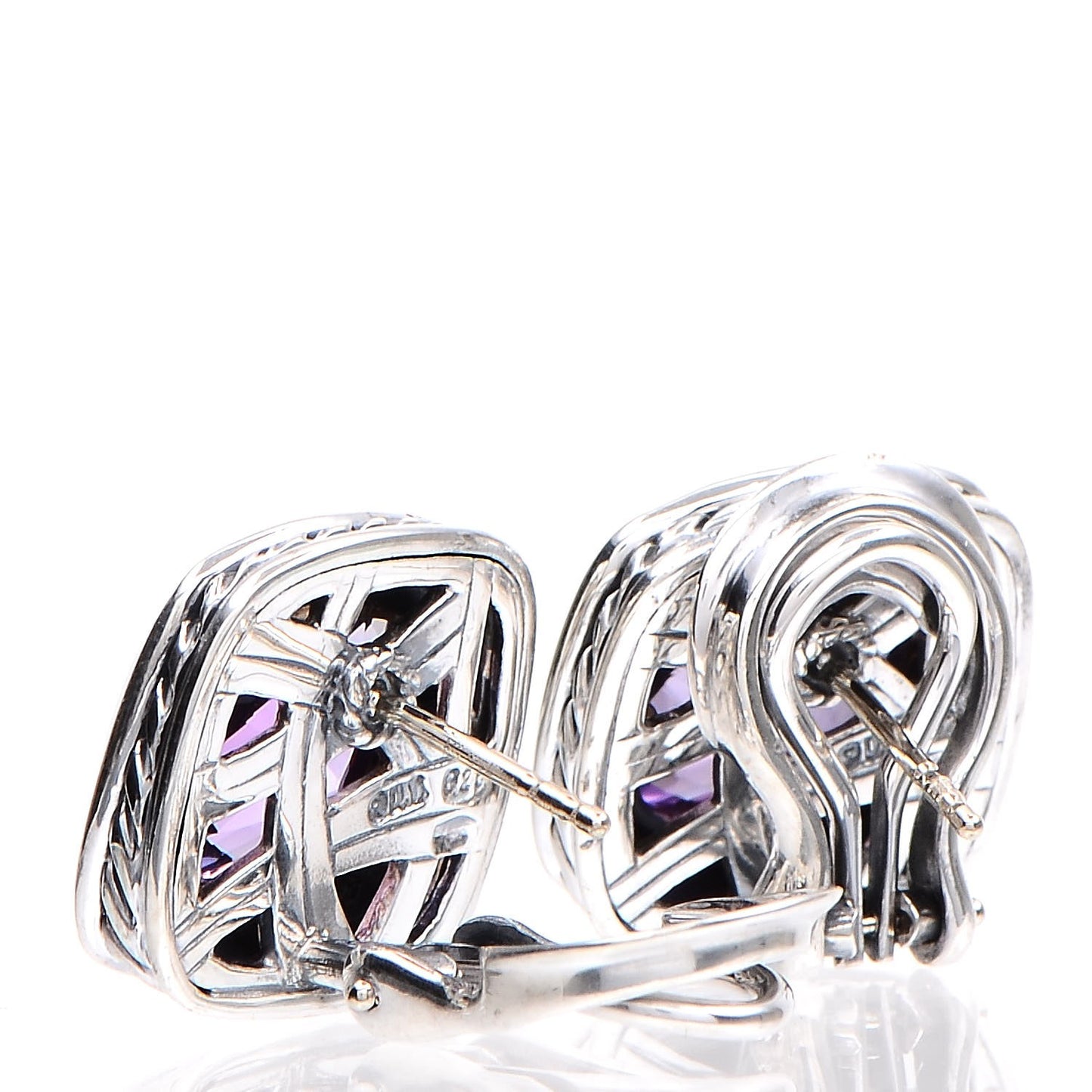 Sterling Silver Amethyst Diamond 11mm Albion Earrings