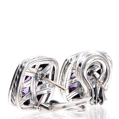 David Yurman Sterling Silver Amethyst Diamond 11mm Albion Earrings 4 of 4