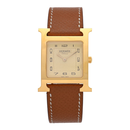 Hermes Stainless Steel Epsom 26mm Heure H Hour Quartz Watch Gold 1 of 4