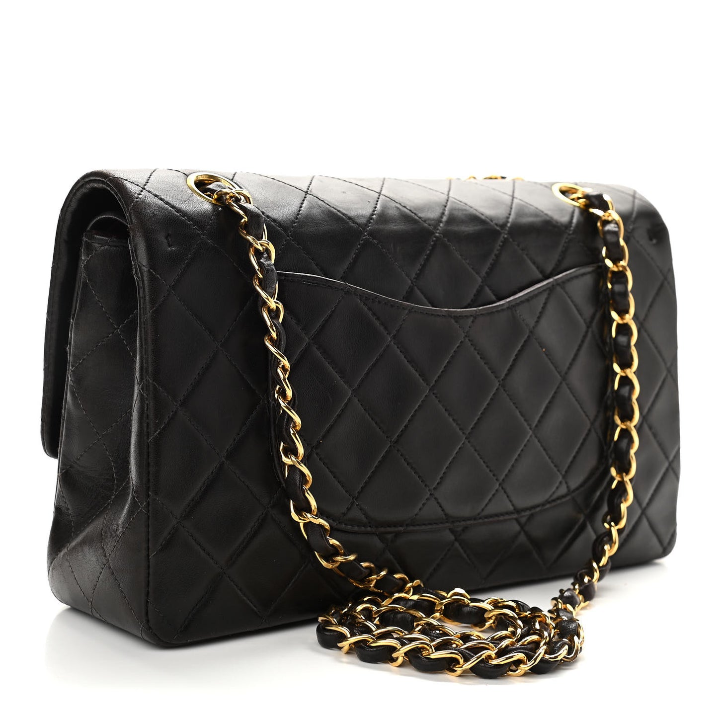 Lambskin Quilted Medium Double Flap Black