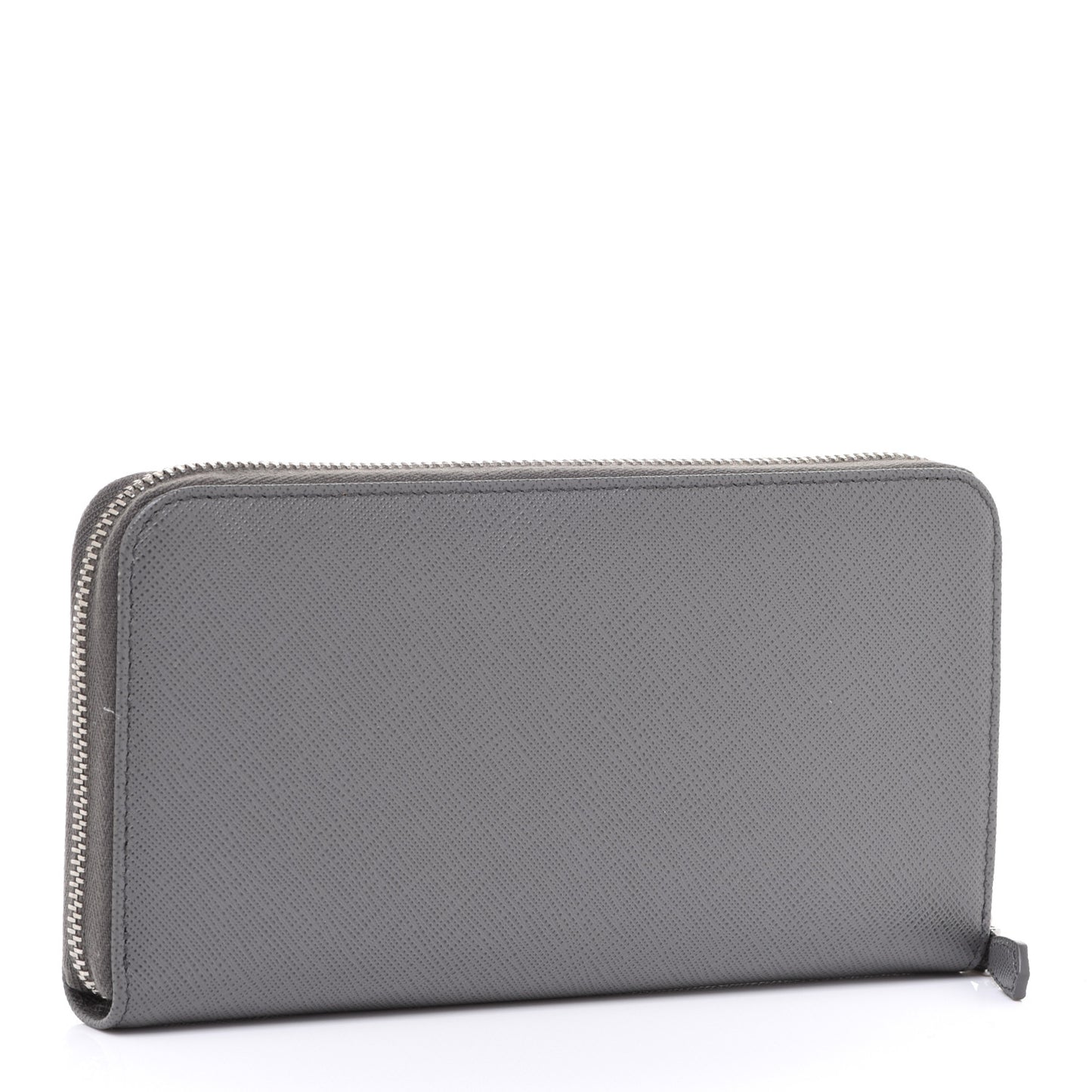 Saffiano Metal Zip Around Wallet Grey
