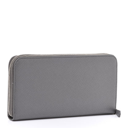 Prada Saffiano Metal Zip Around Wallet Grey 3 of 6