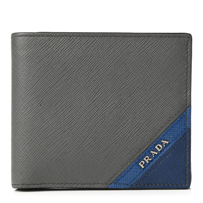 Prada Saffiano Tri-Color Bi-Fold Wallet Marmo Baltico Bluette 1 of 7