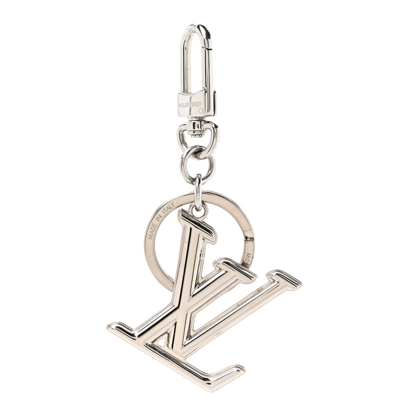 Zamac Palladium LV Dimension Bag Charm Key Holder Silver