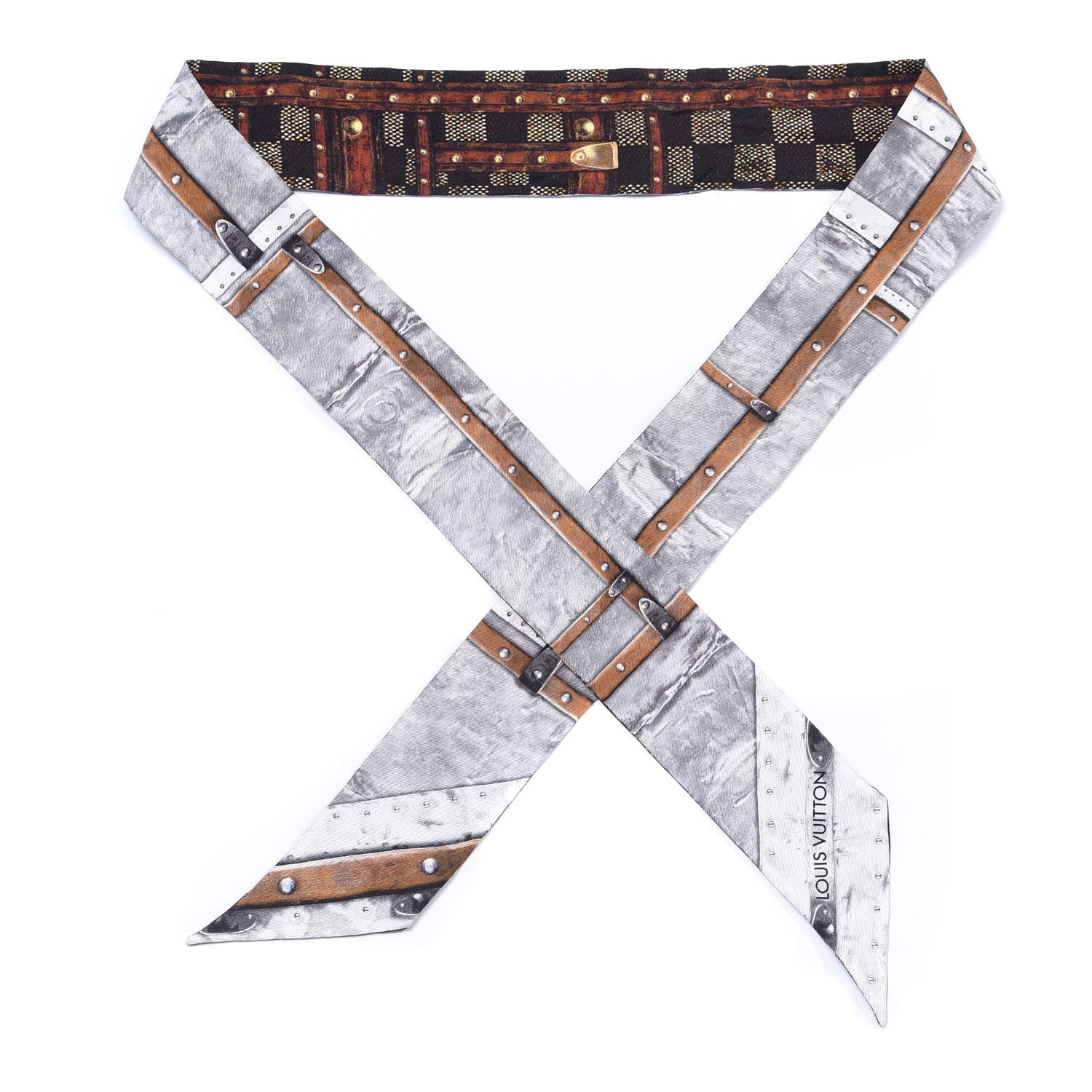Louis Vuitton Silk Damier Ebene Time Trunk BB Bandeau Black 2 of 4