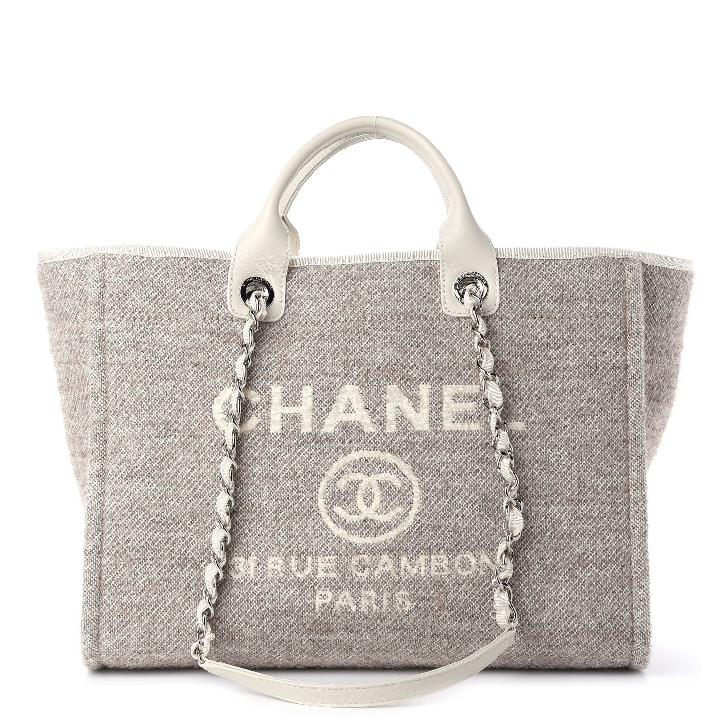 Chanel Mixed Fibers Calfskin Medium Deauville Tote Light Grey 1 of 10