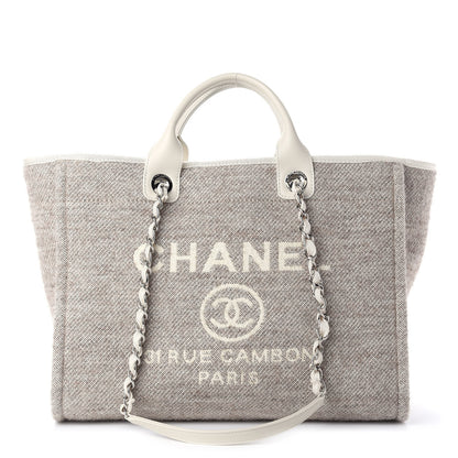 Chanel Mixed Fibers Calfskin Medium Deauville Tote Light Grey 1 of 10