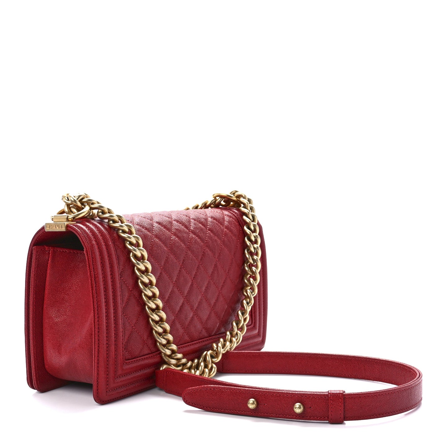 Caviar Quilted Medium Boy Flap Dark Red