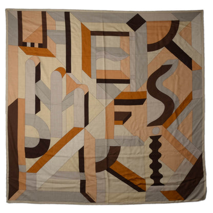 Hermes Cashmere Silk Perspective Cavaliere 140 Shawl Beige Caramel Brun 2 of 10