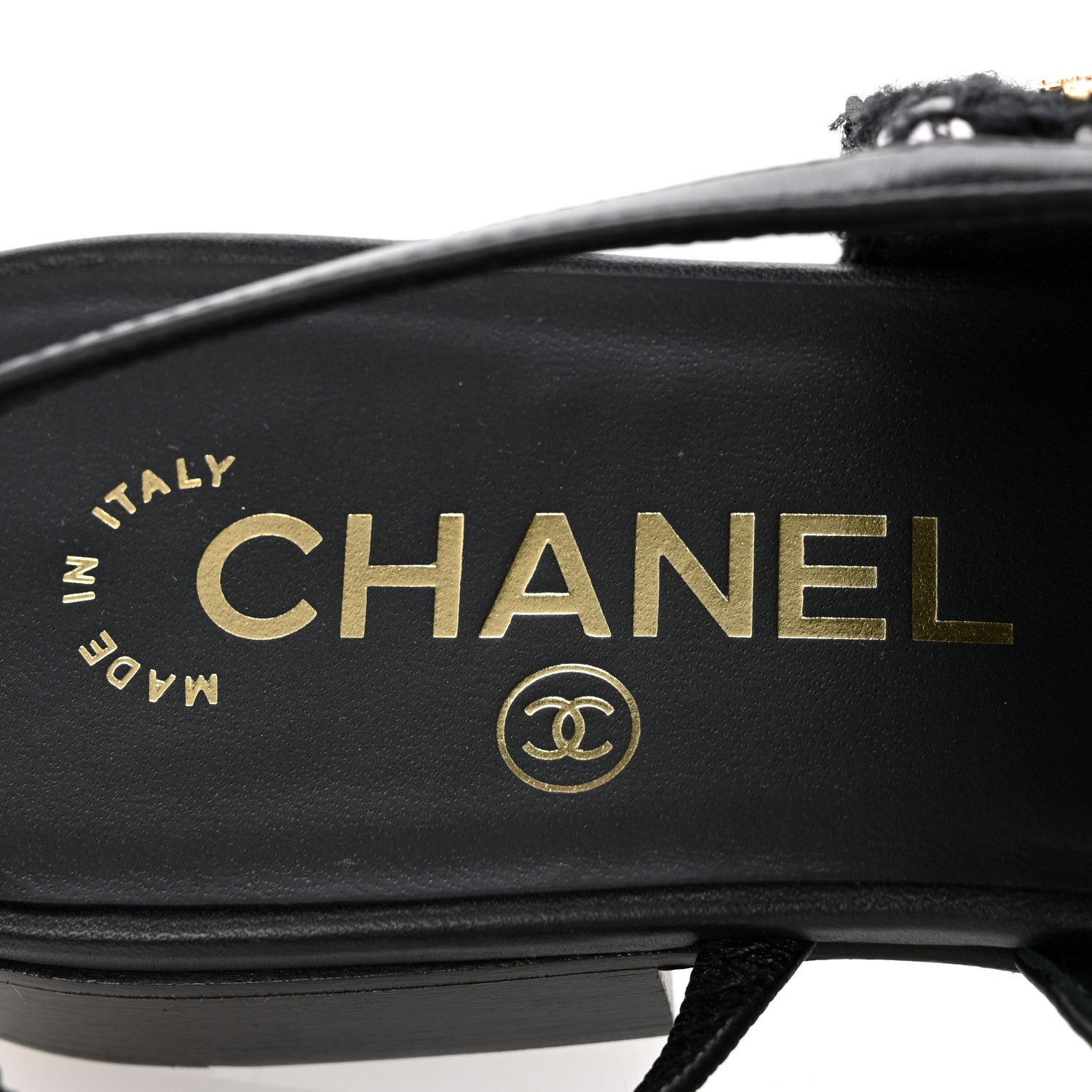 Chanel Glittered Wool Tweed Patent Calfskin Cap Toe CC Slingback Flats 37.5 Black 8 of 11