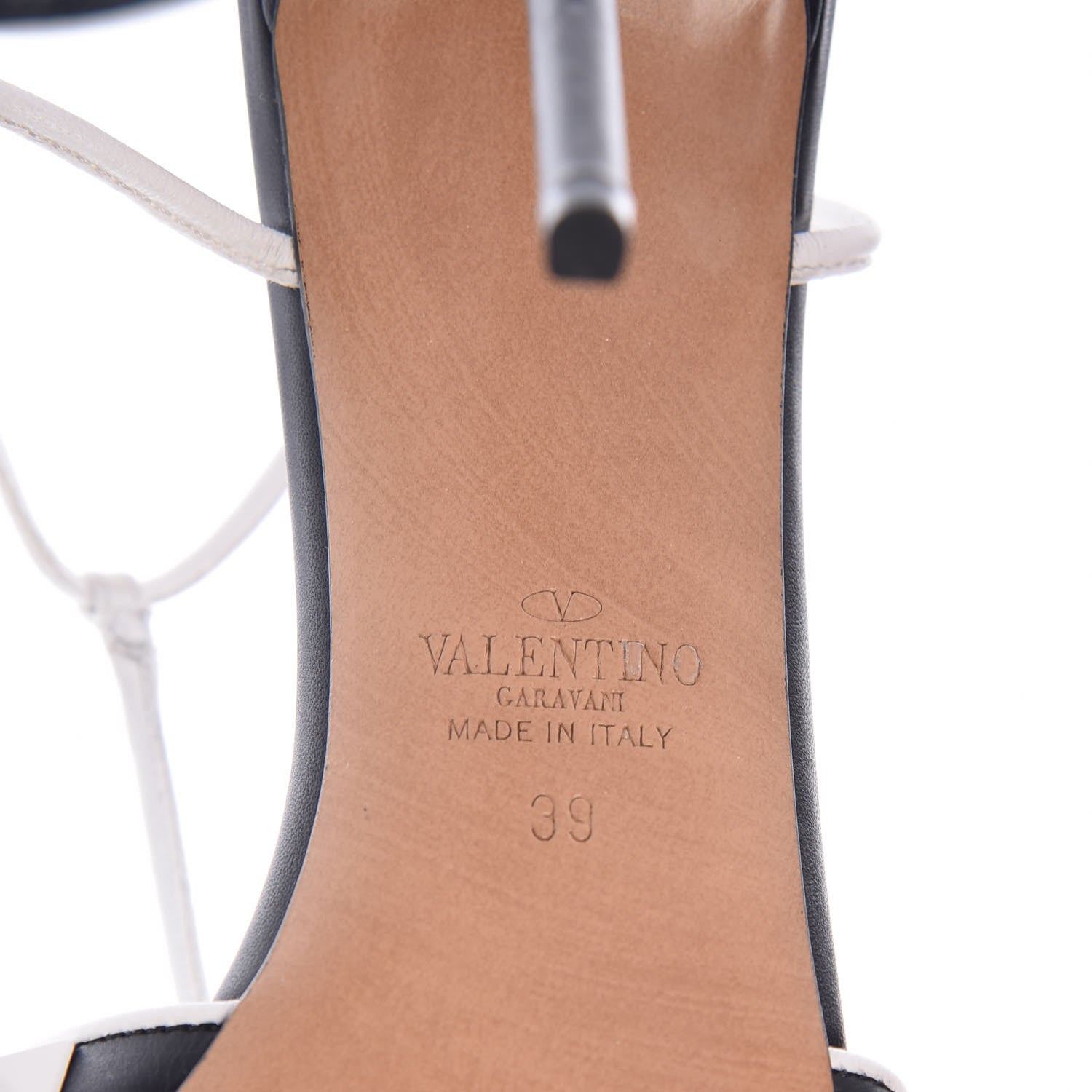 Valentino Garavani Calfskin Free Rockstud Ankle T-Strap 105mm Sandals 39 Black Optic White 6 of 7