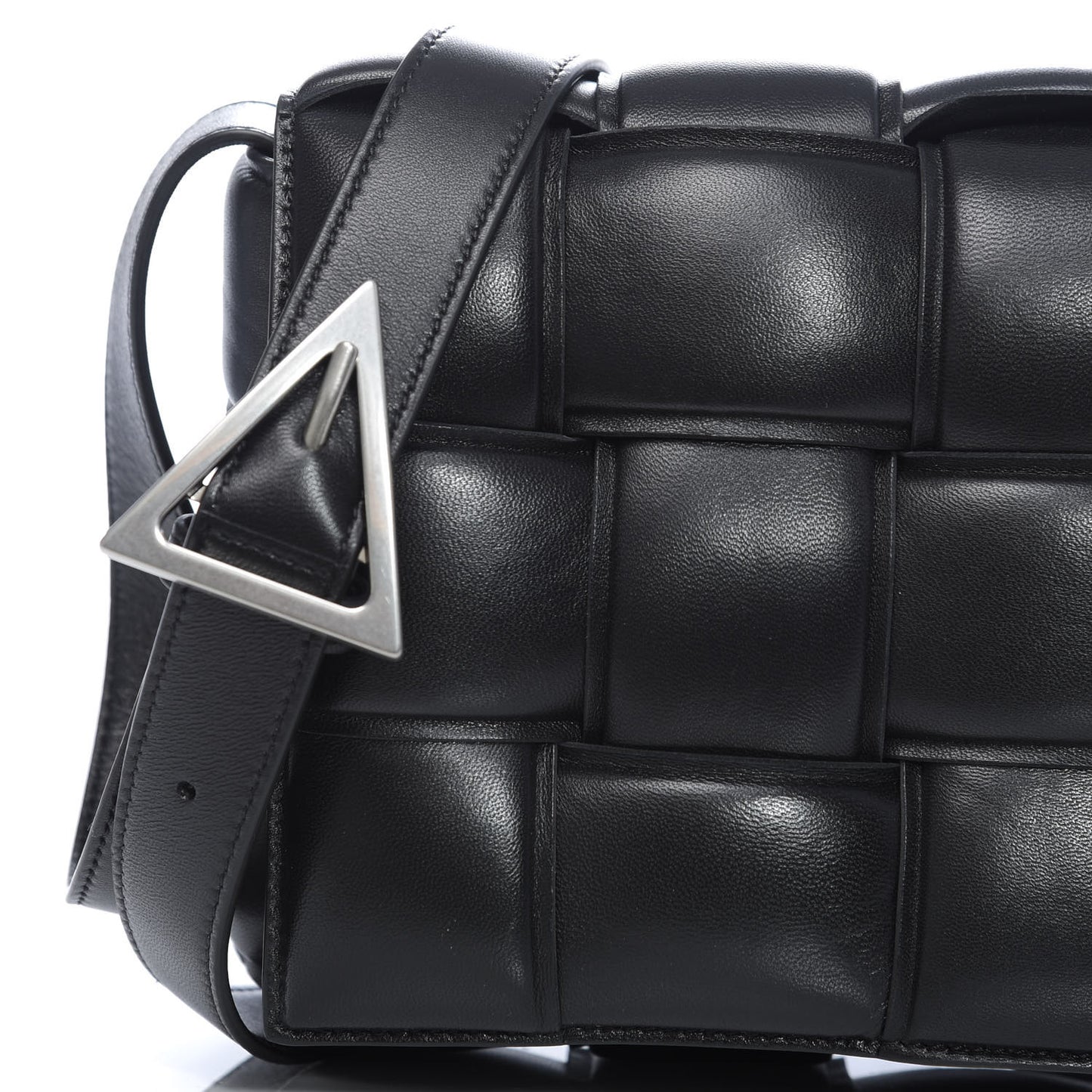 Nappa Maxi Intreccio Padded Cassette Crossbody Bag Black