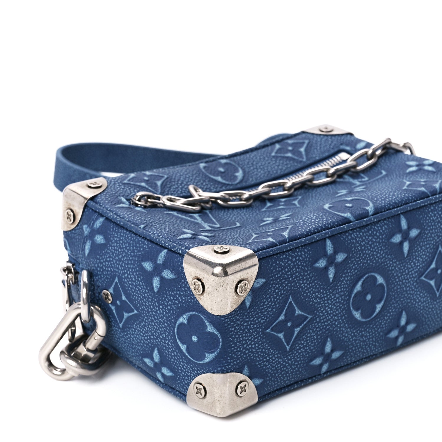 Louis Vuitton Cowhide Monogram Mini Soft Trunk Denim Blue 9 of 10