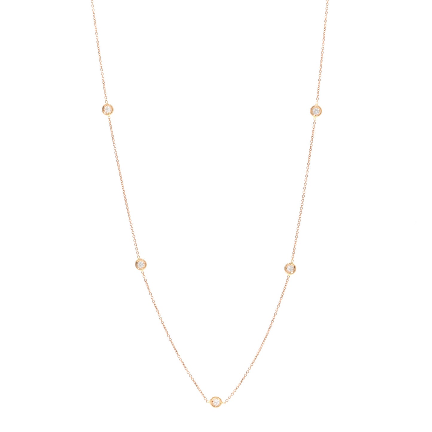 18K Yellow Gold Diamond .23ctw Diamonds By The Inch Five Station Necklace
