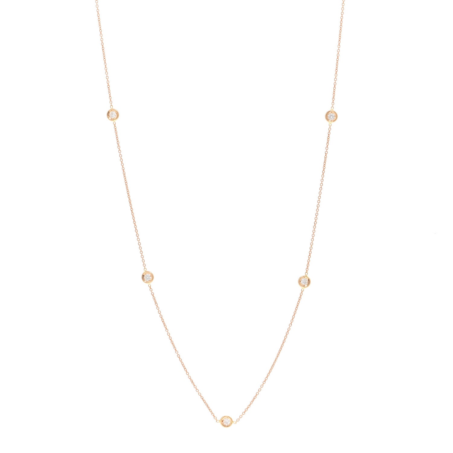 Roberto Coin 18K Yellow Gold Diamond .23ctw Diamonds By The Inch Five Station Necklace 1 of 4