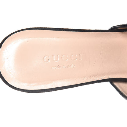 Gucci Kid Scamosciato GG Marmont Fringe 75mm Slide Sandals 36.5 Black 8 of 11