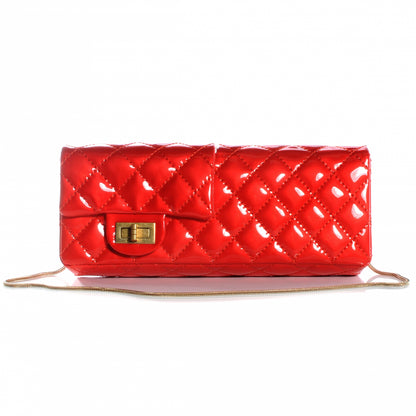 Chanel Patent Quilted Reissue Double Flap Clutch Red 1 of 9