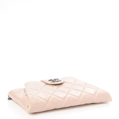 Chanel Glazed Calfskin Quilted Coco Pleats Chain Clutch Light Pink 4 of 9