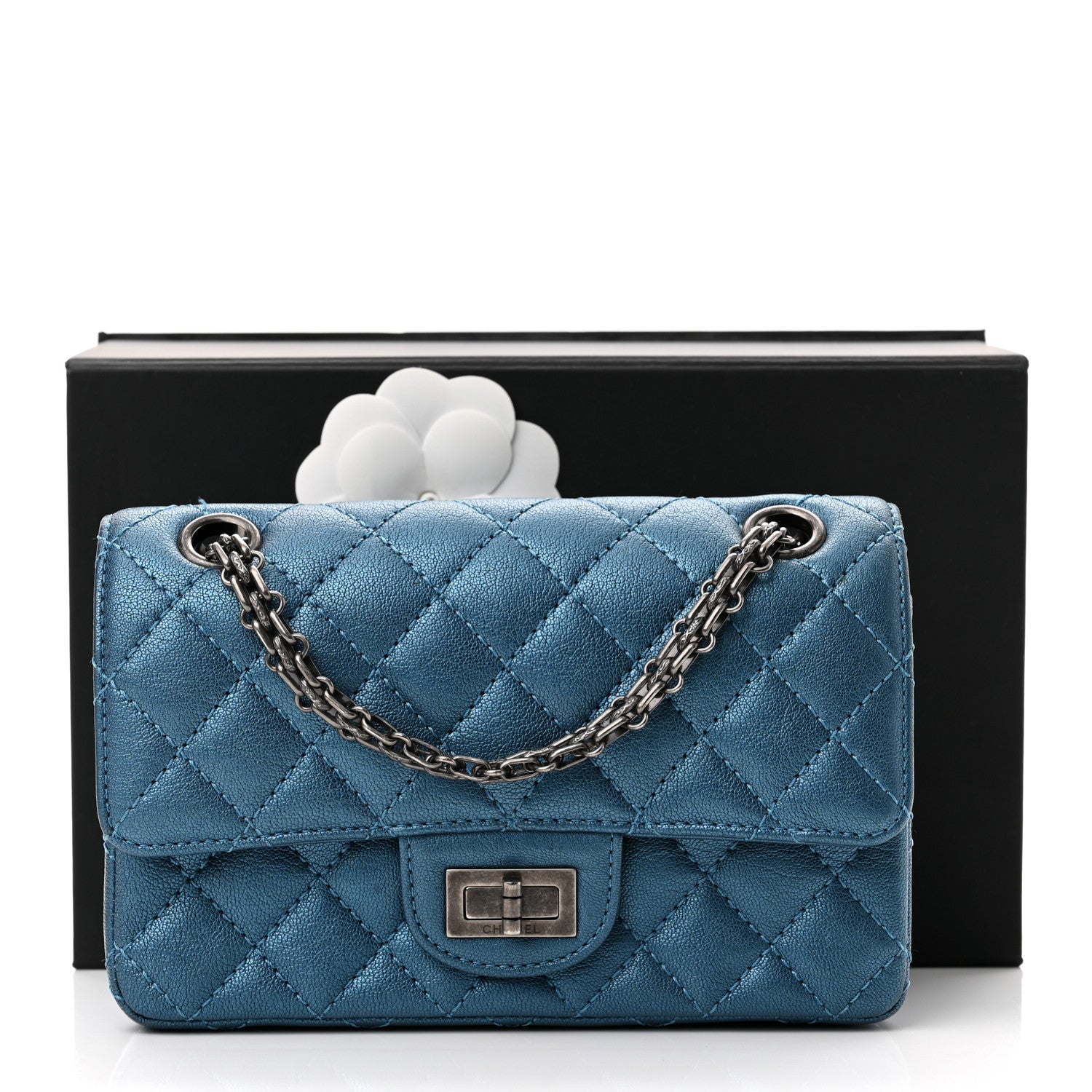 Chanel Metallic Sheepskin Quilted 2.55 Reissue Mini Flap Blue 11 of 11