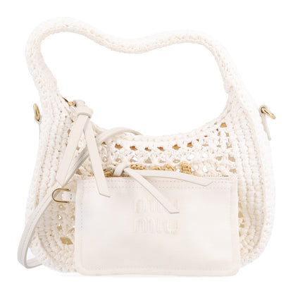 Miu Miu Fabric Crochet Wander Hobo White 3 of 10