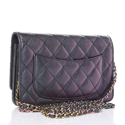 Chanel Iridescent Goatskin Quilted Wallet On Chain WOC Purple 3 of 12
