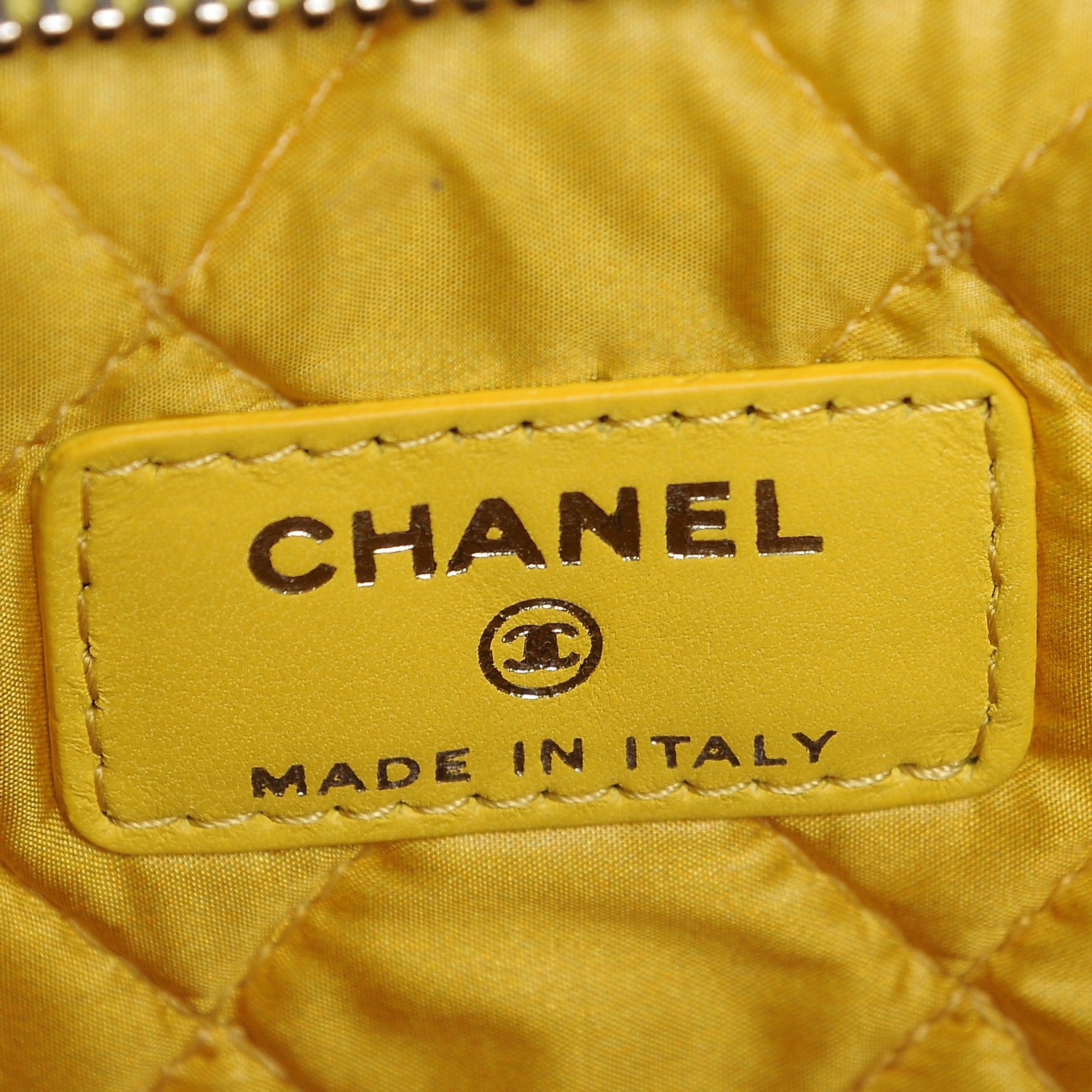 Chanel Lambskin Quilted Medium Cosmetic Case Yellow 6 of 7