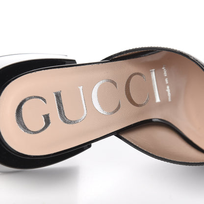 Gucci Patent Lexi Horsebit Mid-Heel Slide Sandals 35 Black 6 of 10