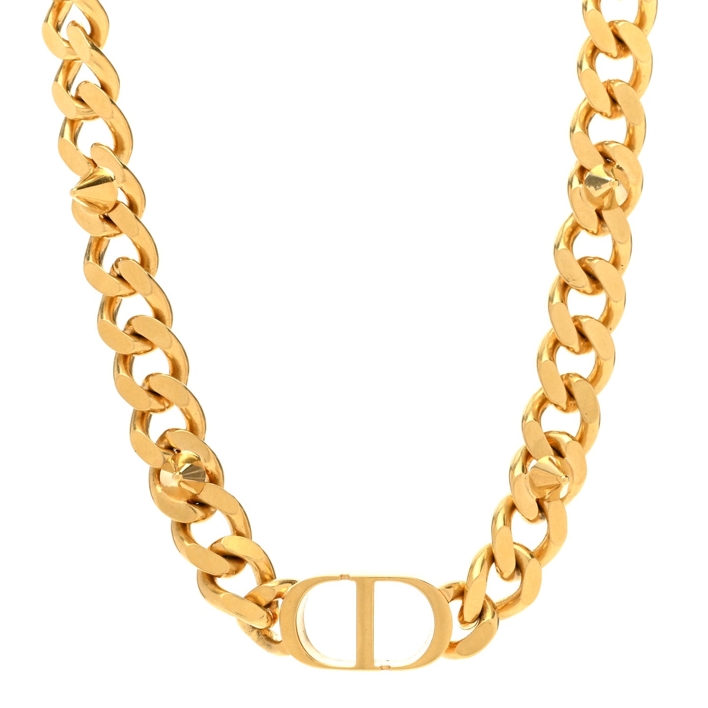 Metal CD Spikes Choker Necklace Gold