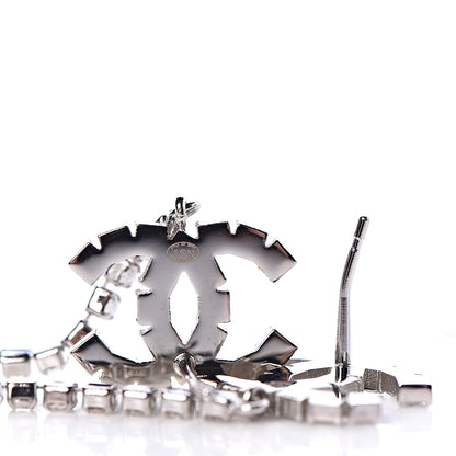 Chanel Crystal CC Drop Earrings Silver 4 of 5