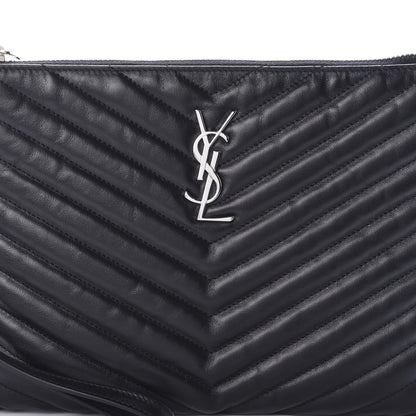 Saint Laurent Calfskin Matelasse Chevron Monogram A5 Wristlet Black 7 of 7