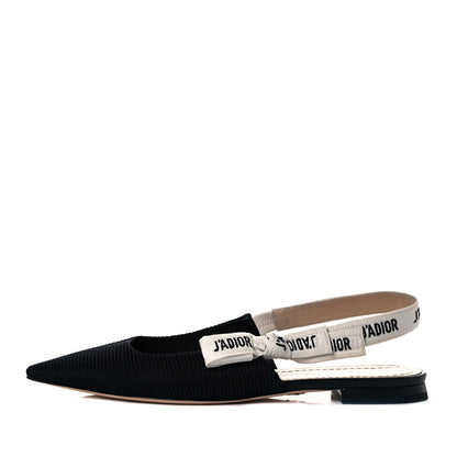 Christian Dior Technical Canvas Ribbon J'Adior Slingback Ballet Flats 39.5 Black 1 of 10