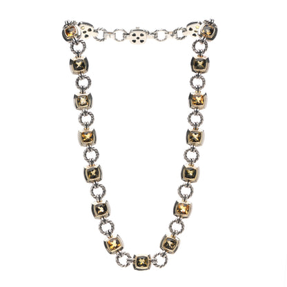 David Yurman Sterling Silver 18K Yellow Gold Citrine Smoky Quartz Renaissance Link Necklace 3 of 4