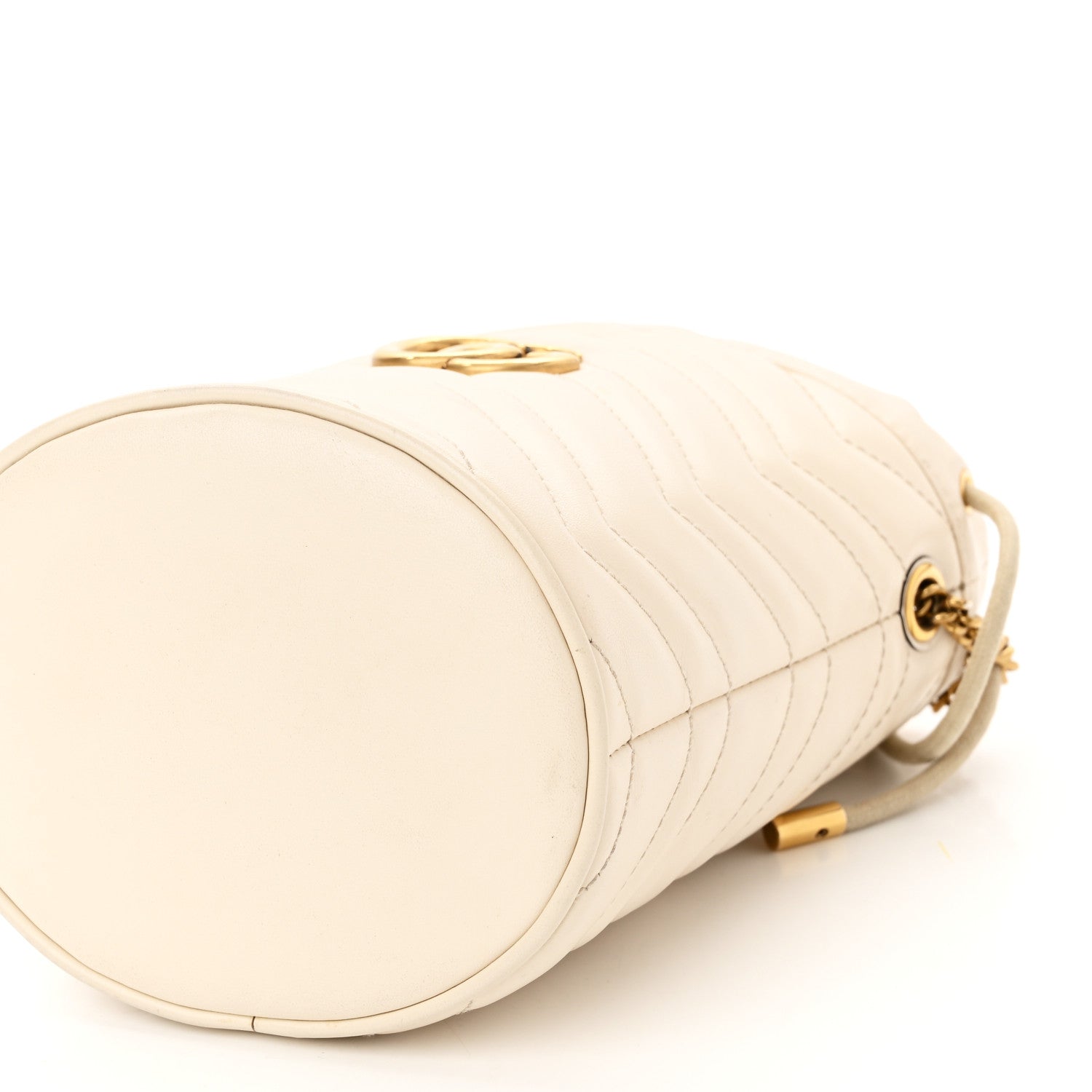 Gucci Calfskin Matelasse Mini GG Marmont 2.0 Bucket Bag White 10 of 12